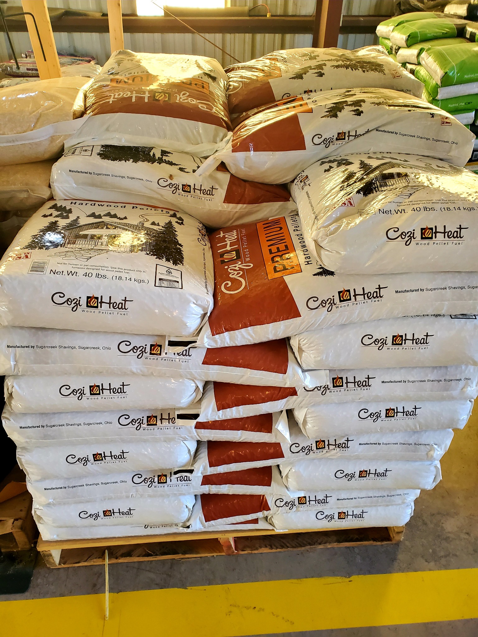 Wood pellet fuel at Rittman Landscape Supply